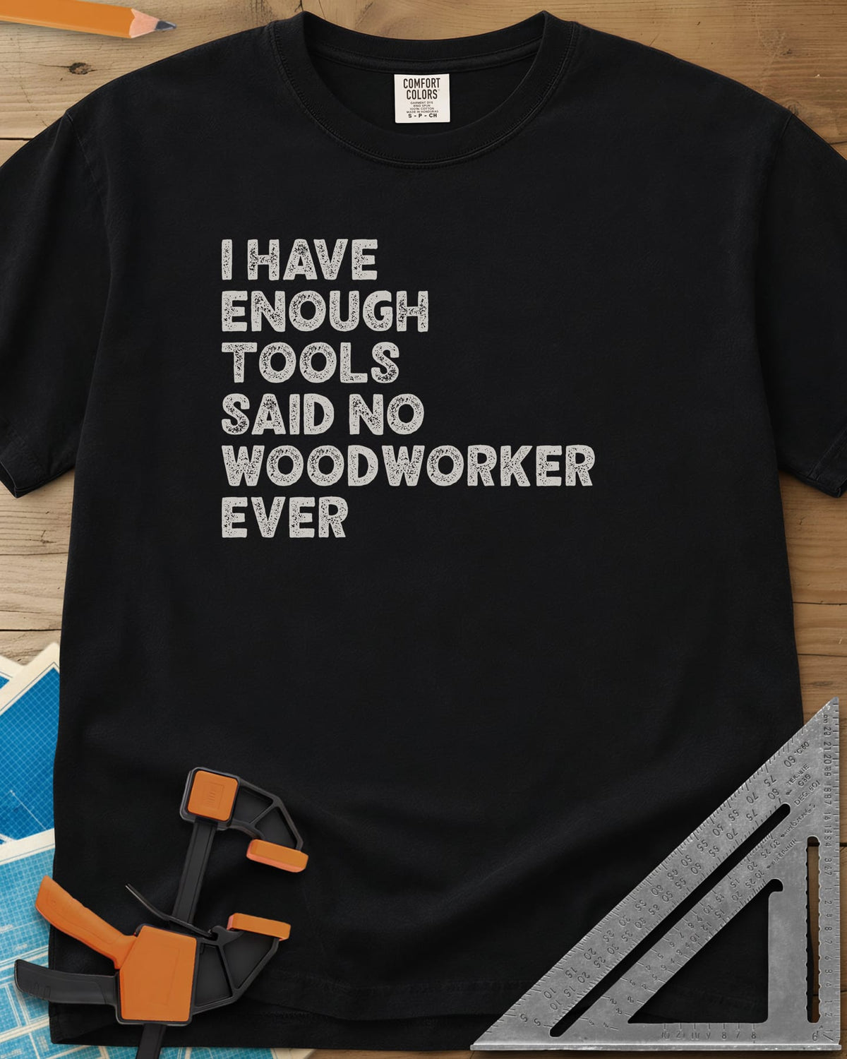 Tool Addiction heavyweight tee in Black, stacked chunky distressed lettering, text only